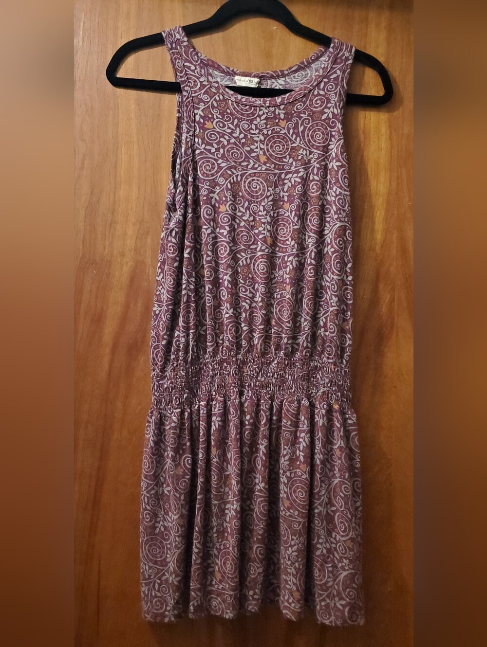Sleeveless Plum Swirl Print Summer Dress